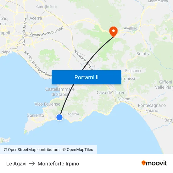 Le Agavi to Monteforte Irpino map