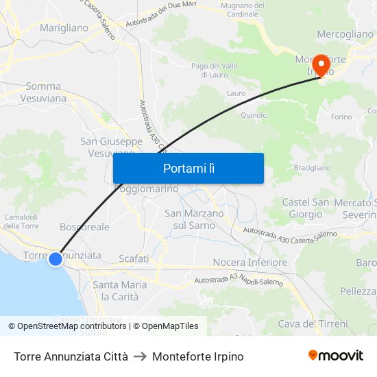 Torre Annunziata Città to Monteforte Irpino map