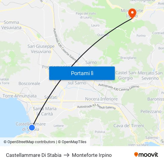 Castellammare Di Stabia to Monteforte Irpino map