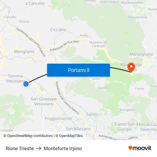 Rione Trieste to Monteforte Irpino map