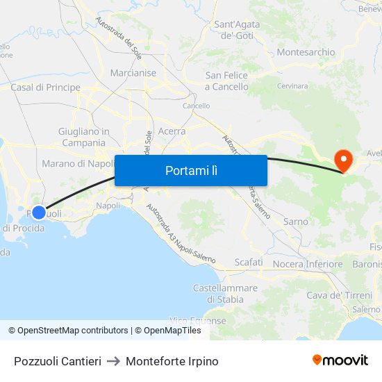 Pozzuoli Cantieri to Monteforte Irpino map