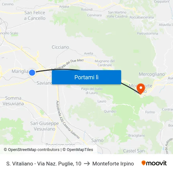 S. Vitaliano - Via Naz. Puglie, 10 to Monteforte Irpino map