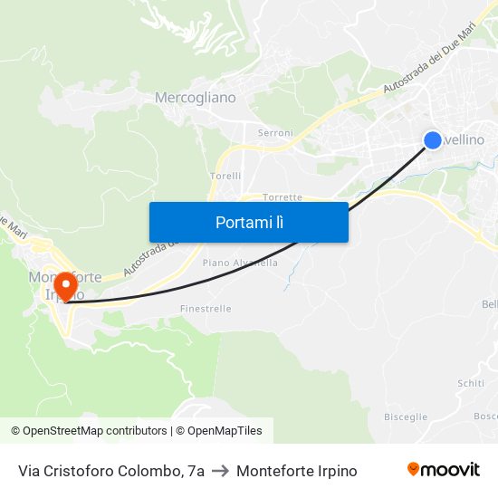Via Cristoforo Colombo, 7a to Monteforte Irpino map