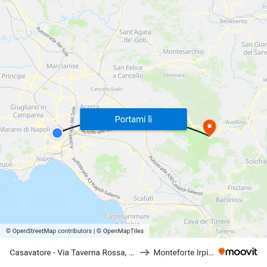 Casavatore - Via Taverna Rossa, 153 to Monteforte Irpino map