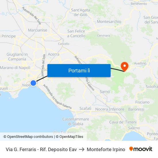 Via G. Ferraris - Rif. Deposito Eav to Monteforte Irpino map