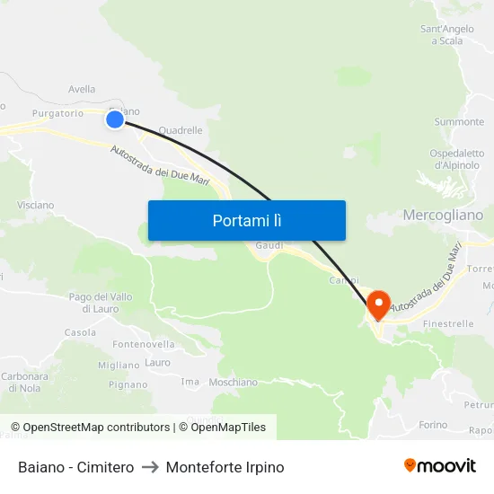 Baiano - Cimitero to Monteforte Irpino map