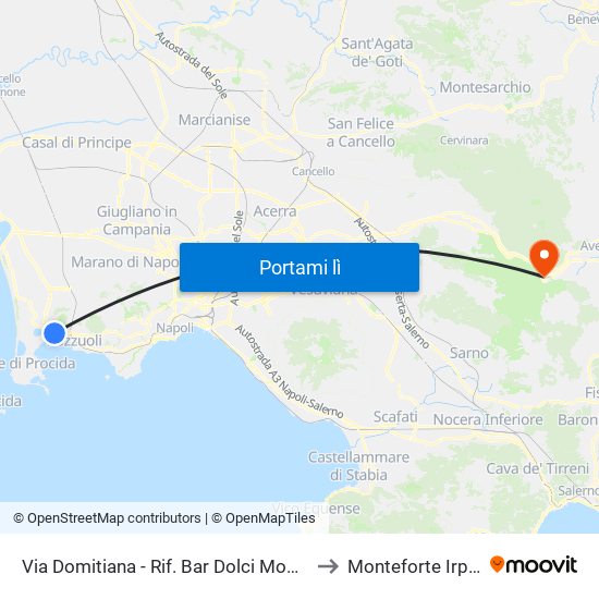 Via Domitiana - Rif. Bar Dolci Momenti to Monteforte Irpino map