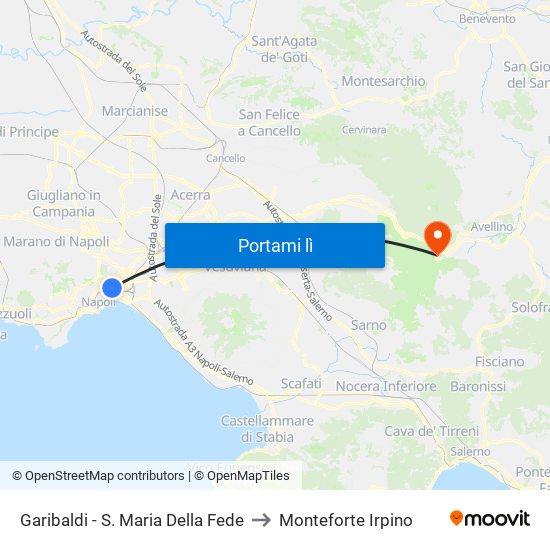 Garibaldi - S. Maria Della Fede to Monteforte Irpino map