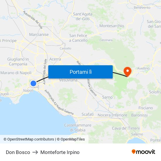 Don Bosco to Monteforte Irpino map