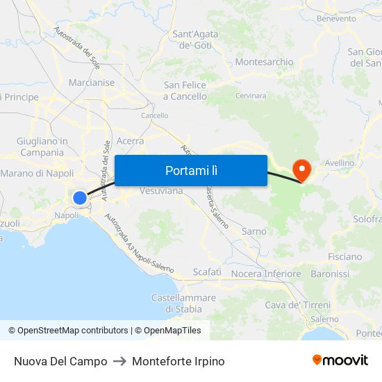 Nuova Del Campo to Monteforte Irpino map