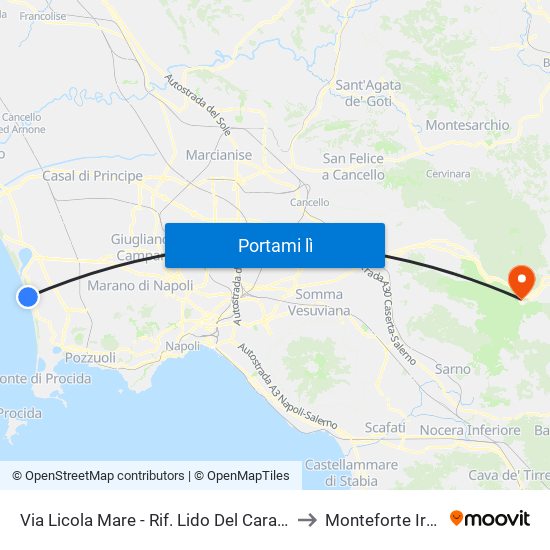 Via Licola Mare - Rif. Lido Del Carabiniere to Monteforte Irpino map