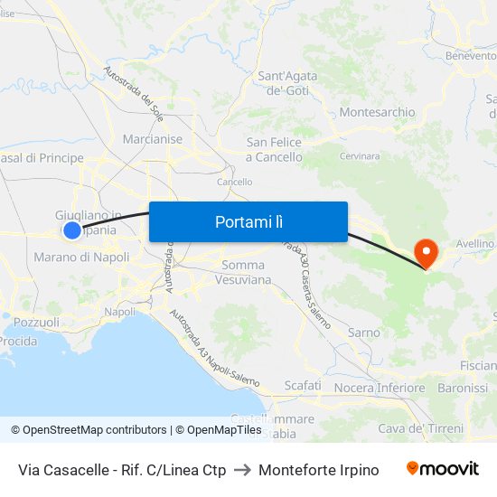 Via Casacelle - Rif. C/Linea Ctp to Monteforte Irpino map