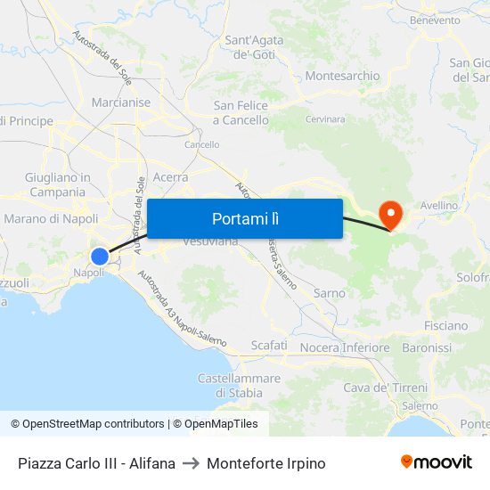 Piazza Carlo III - Alifana to Monteforte Irpino map