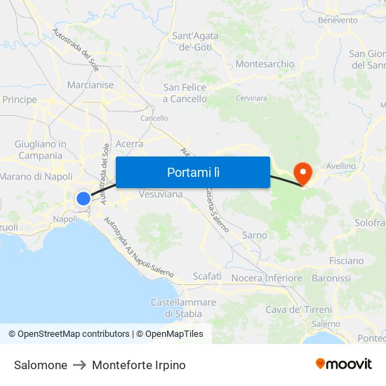 Salomone to Monteforte Irpino map