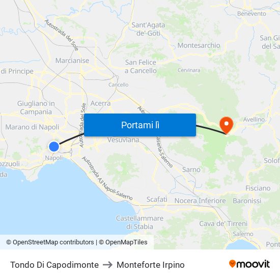 Tondo Di Capodimonte to Monteforte Irpino map