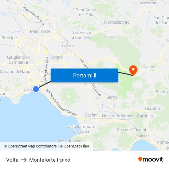 Volta to Monteforte Irpino map