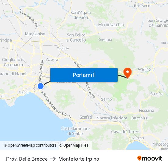 Prov. Delle Brecce to Monteforte Irpino map