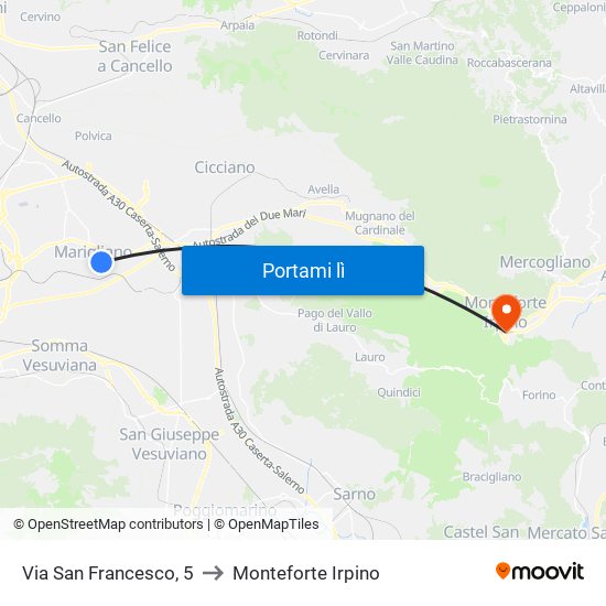 Via San Francesco, 5 to Monteforte Irpino map