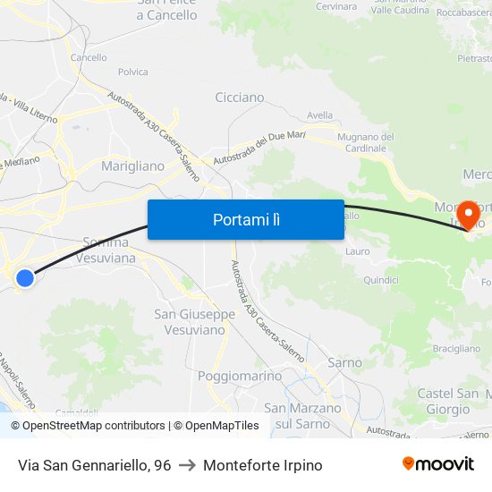 Via San Gennariello, 96 to Monteforte Irpino map