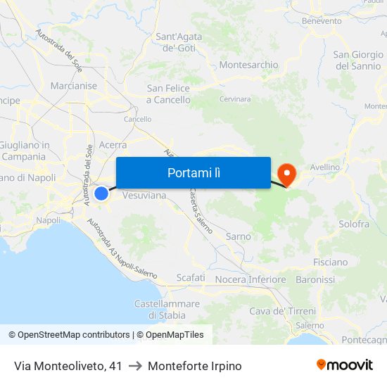 Via Monteoliveto, 41 to Monteforte Irpino map