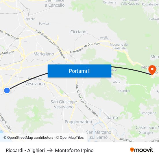 Riccardi - Alighieri to Monteforte Irpino map