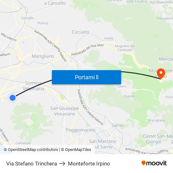 Via Stefano Trinchera to Monteforte Irpino map