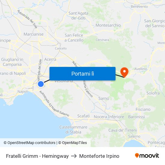 Fratelli Grimm - Hemingway to Monteforte Irpino map