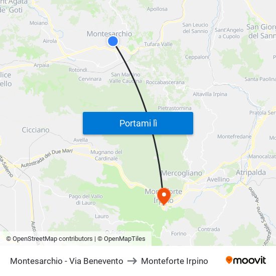 Montesarchio - Via Benevento to Monteforte Irpino map