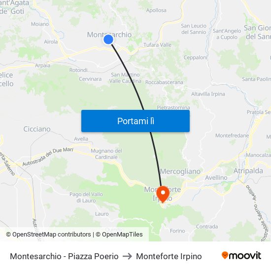 Montesarchio - Piazza Poerio to Monteforte Irpino map