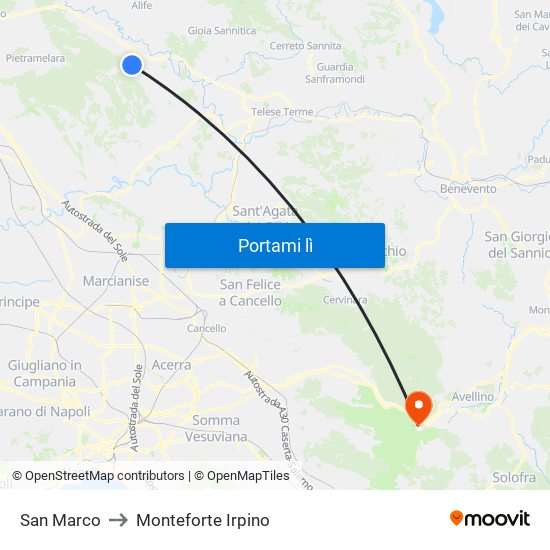 San Marco to Monteforte Irpino map