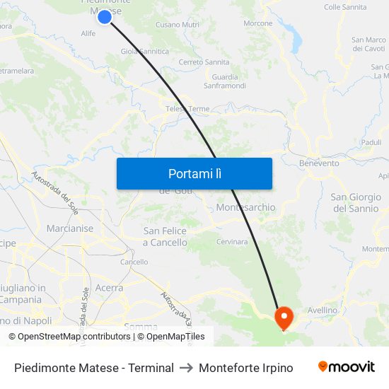 Piedimonte Matese - Terminal to Monteforte Irpino map