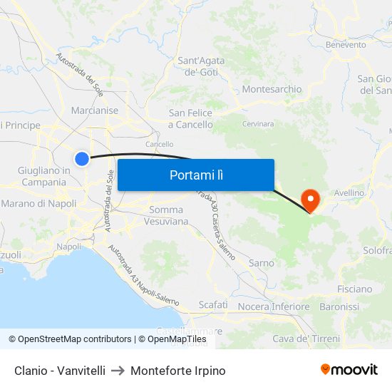 Clanio - Vanvitelli to Monteforte Irpino map