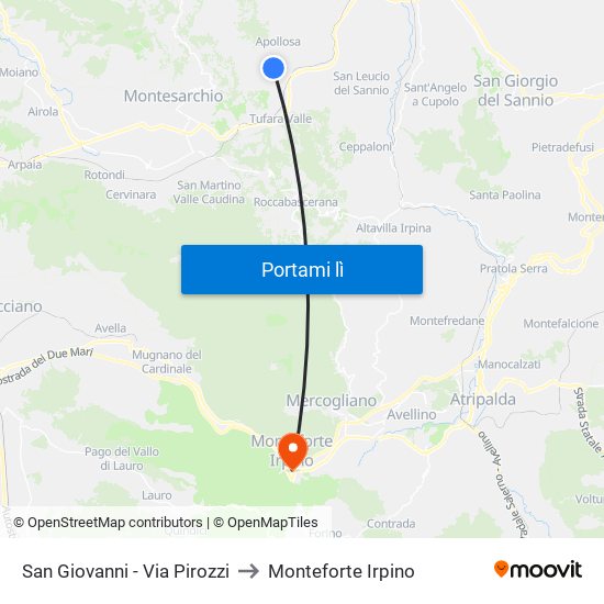 San Giovanni - Via Pirozzi to Monteforte Irpino map