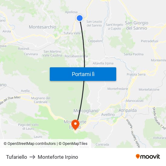 Tufariello to Monteforte Irpino map