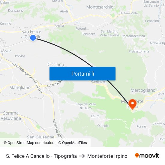 S. Felice A Cancello - Tipografia to Monteforte Irpino map