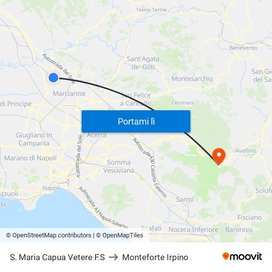S. Maria Capua Vetere F.S to Monteforte Irpino map