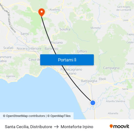 Santa Cecilia, Distributore to Monteforte Irpino map