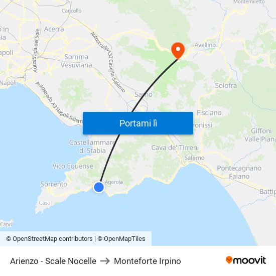 Arienzo - Scale Nocelle to Monteforte Irpino map