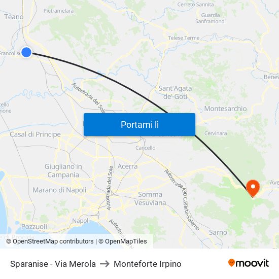 Sparanise - Via Merola to Monteforte Irpino map