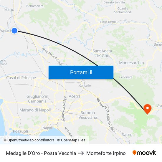 Medaglie D'Oro - Posta Vecchia to Monteforte Irpino map