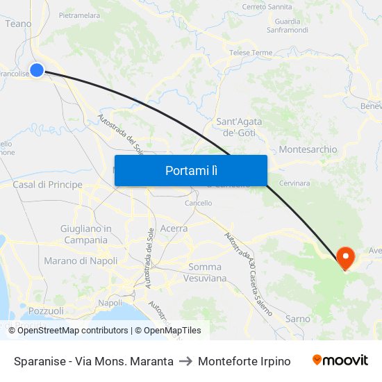 Sparanise - Via Mons. Maranta to Monteforte Irpino map
