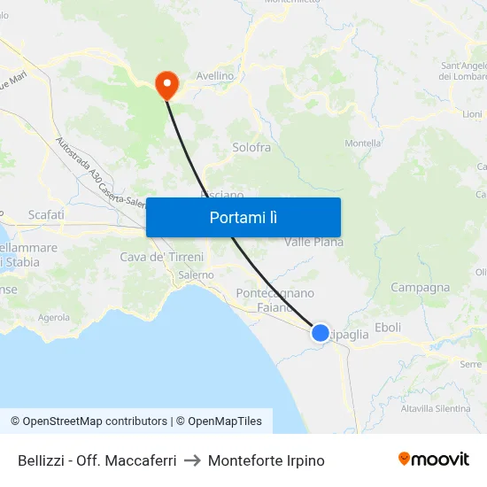 Bellizzi - Off. Maccaferri to Monteforte Irpino map