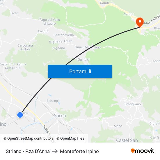 Striano - P.za D'Anna to Monteforte Irpino map