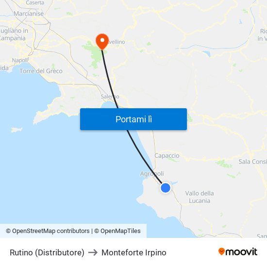Rutino (Distributore) to Monteforte Irpino map