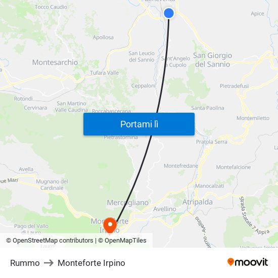 Rummo to Monteforte Irpino map