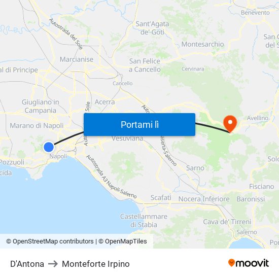 D'Antona to Monteforte Irpino map