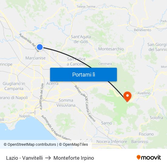 Lazio - Vanvitelli to Monteforte Irpino map