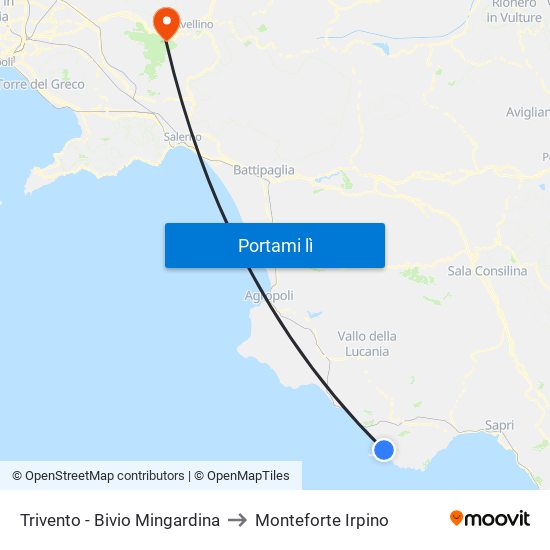 Trivento - Bivio Mingardina to Monteforte Irpino map