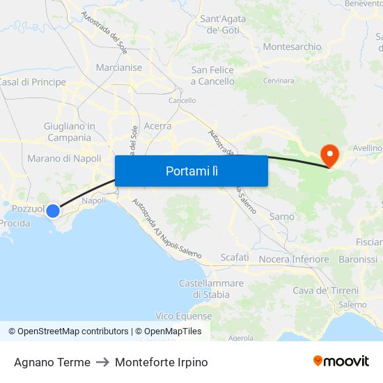 Agnano Terme to Monteforte Irpino map