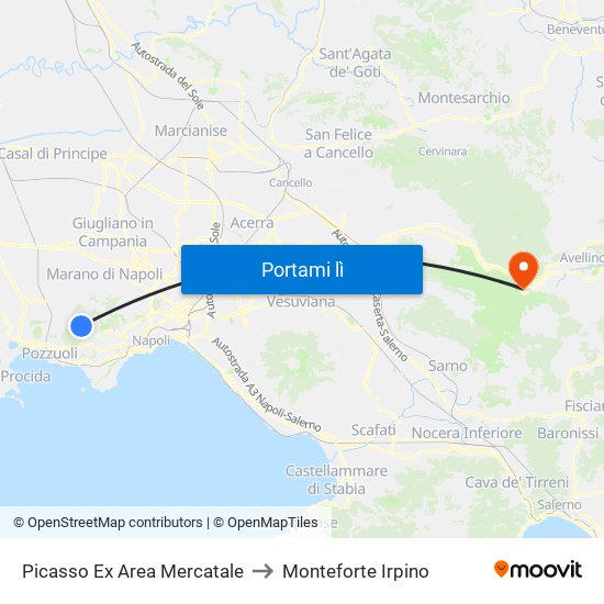 Picasso Ex Area Mercatale to Monteforte Irpino map